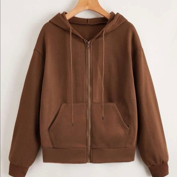 Shein Brown Zip up Hoodie - Picture 1 of 3